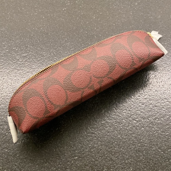 NWT COACH Signature Canvas Notebook and Pencil Case Bundle Oxblood Gold Hardware - Picture 11 of 14